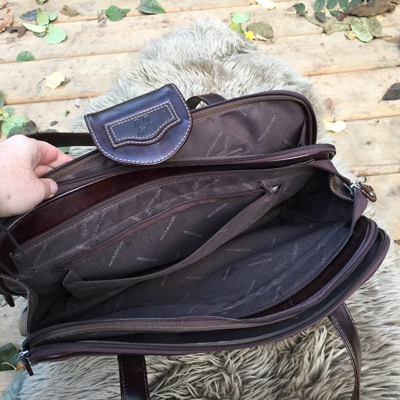 Mouflon brown vegan leather satchel briefcase - Picture 6 of 10